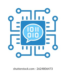 Language Model dual tone blue color, mini illustration icon. use for modern concept, print, UI, UX kit, web and app development. Vector EPS 10, related to artificial intelligence, technology theme