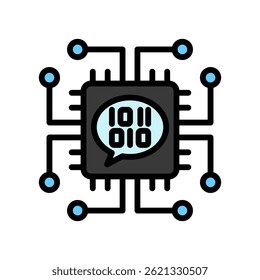 Sprache Modell Umrissfarbe, Mini-Illustration Symbol. Nutzung für modernes Konzept, Print, UI, UX-Kit, Web- und App-Entwicklung. Vektor EPS 10, im Zusammenhang mit künstlicher Intelligenz, Technologie Thema