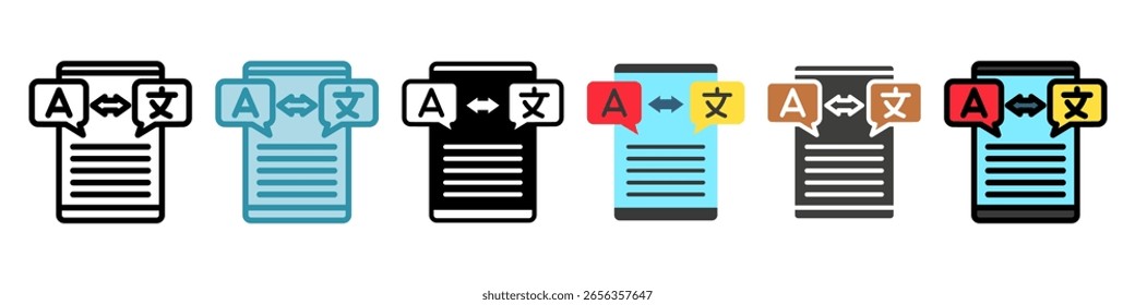 Sprache Multi-Stil, Mini-Illustration Symbolsatz. Vektor für modernes Konzept, Print, UI, UX Kit, Web und App-Entwicklung. im Zusammenhang mit Remote-Arbeit, Arbeit von zu Hause aus

