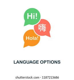 Language Options flat icon. Monochrome style design from online education collection. UX and UI. Pixel perfect flat language options icon. For web design, apps, software, printing usage.