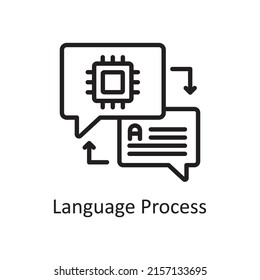 Language Process vector outline Icon Design illustration. Artificial Intelligence Symbol on White background EPS 10 File