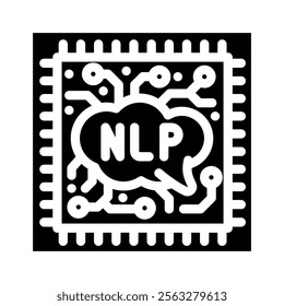 language processor chip nlp glyph icon vector. language processor chip nlp sign. isolated symbol illustration