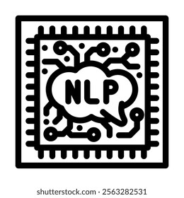 language processor chip nlp line icon vector. language processor chip nlp sign. isolated contour symbol black illustration