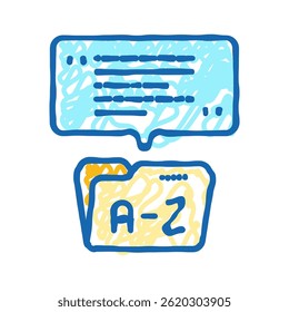 Icono de doodle del trabajo del Vector del bosquejo. Icono de la competencia del lenguaje de la entrevista del trabajo de la muestra