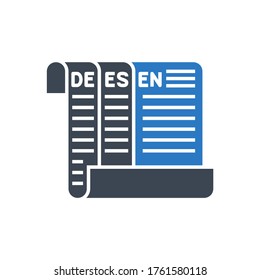 Language Related Vector Glyph Icon. Isolated on White Background. Vector Illustration.