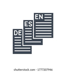 Sprachbezogenes Vektorsymbol Einzeln auf weißem Hintergrund. Vektorgrafik.