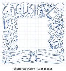 Language school for adult, kids. English courses, class.