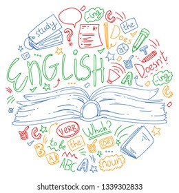 Language school for adult, kids. English courses, class.