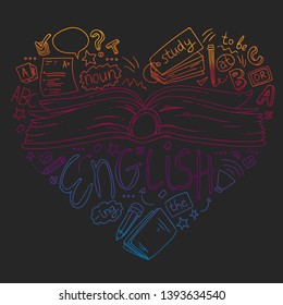 Language school for adult, kids. English courses, class.