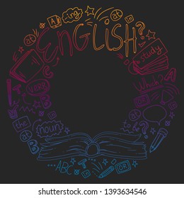 Language school for adult, kids. English courses, class.
