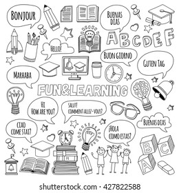 Language School Doodle Vector Set