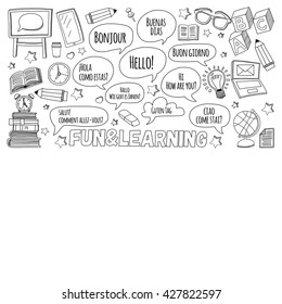 Language school Doodle vector set