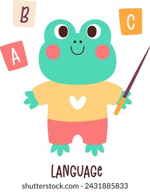 Language School Subject Frog Vector Illustration