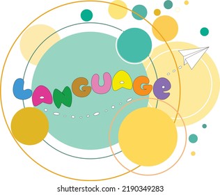 Language school subject.Note book page paper.Interesting creative funny math for kids.A colored inscription on a background
 with circles elements.Isolated vector to school illustration in flat style

