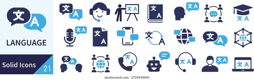 Icono de la silueta del lenguaje fijado Vector