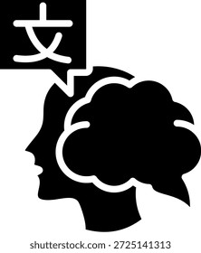 Icono de habilidades lingüísticas Ilustración vectorial de glifos