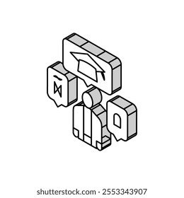 language skills primary school isometric icon vector. language skills primary school sign. isolated symbol illustration