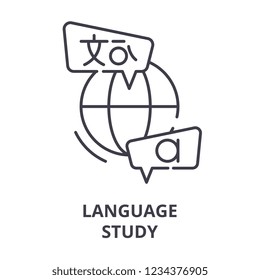 Language study line icon concept. Language study vector linear illustration, symbol, sign
