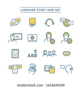 LANGUAGE STUDY LINE ICON SET