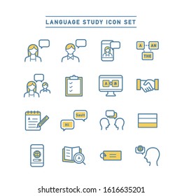 LANGUAGE STUDY LINE ICON SET