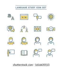 LANGUAGE STUDY LINE ICON SET