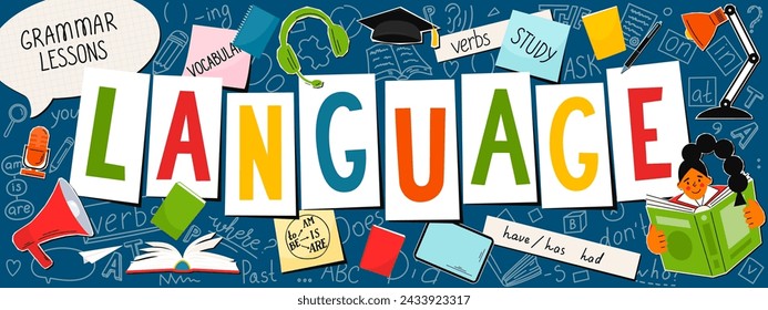 Language studying concept. Education vector illustration.