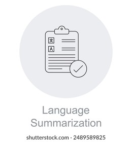 Language Summarization icon, Content Summarization Tool Icon, Text Summary Generation Symbol, Language Condensing Service Icon