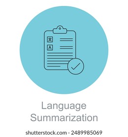  Language Summarization icon, Content Summarization Tool Icon, Text Summary Generation Symbol, Language Condensing Service Icon