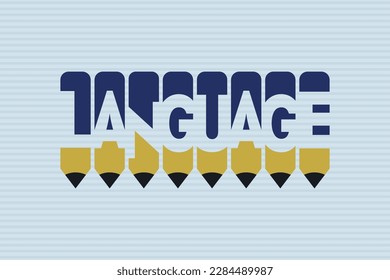 Language text with Pen symbol creative ideas design, vector illustration graphic design. Language typography negative space word vector illustration.