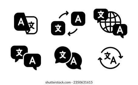 Language translate icons. Design for web and mobile app.