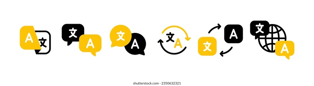 Language translate icons. Design for web and mobile app.