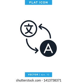 Language Translation Dictionary Icon Vector Logo Design Template