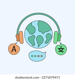 language translation. global service support concept. flat vector icon illustration for apps and websites