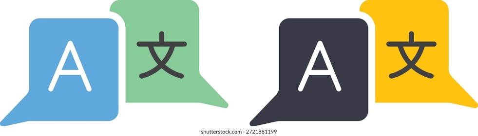 
Icono de traducción de idiomas con burbujas de chat para un App de traductores en línea. Signo de cambio de idioma global, diccionario de idiomas extranjeros, servicio de voz. Icono de idioma sobre fondo transparente