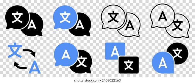 Language translation icon collection. Vector illustration isolated on transparent background