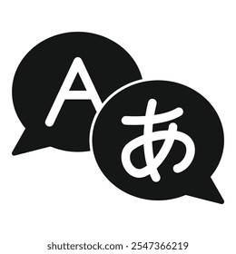 Language translation icon depicting the concept of translating japanese to english with speech bubbles