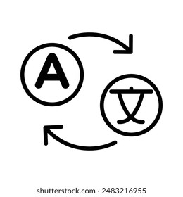 Language translation icon linear logo mark in black and white