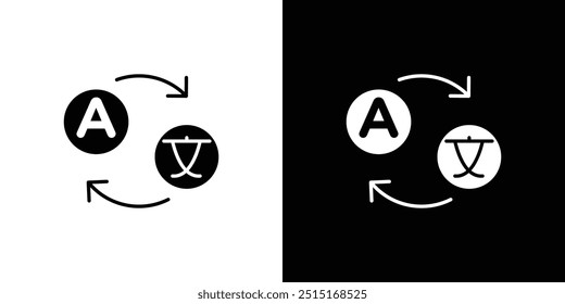 Language translation icon Outline sign symbol set