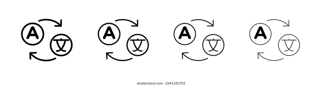 Language translation icon Outline sign symbol set