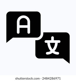 Language Translation Icon, Translator Vector Icon. Isolated Silhouette Vector Icon.