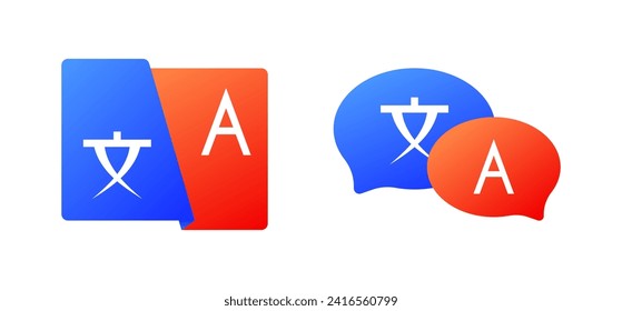 Iconos de traducción de idiomas. Botones de traducción. Estilo plano. Iconos del vector