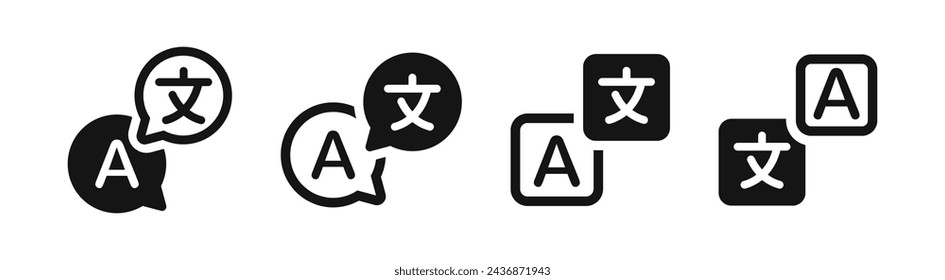 Language translation icons. Language translation icon collection. Translate icons. language translation buttons