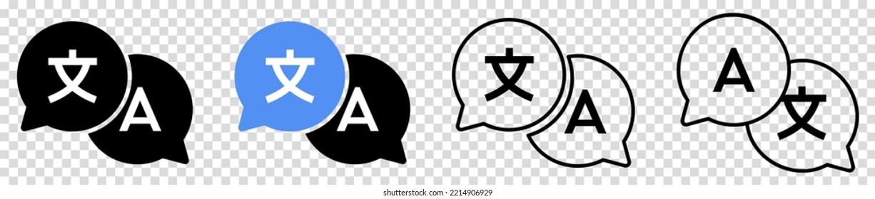 Language translation icons. Vector illustration isolated on transparent background