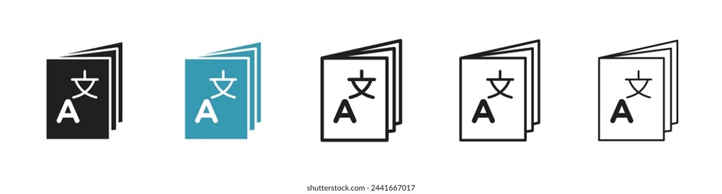 Language Translation and Interpreter Icons. Multilingual and Language Conversion Symbols.