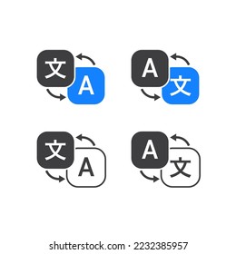 Juego de iconos de vectores aislados de traducción de idiomas
