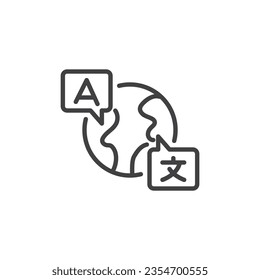 Language translation line icon. linear style sign for mobile concept and web design. Foreign language translate outline vector icon. Symbol, logo illustration. Vector graphics