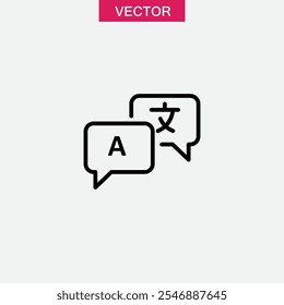 Language translation line icon, vector flat black simple illustration for web and app.