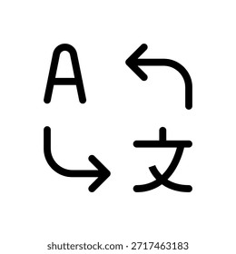 Conjunto de iconos de servicios de traducción de idiomas para comunicación multilingüe, negocios globales, localización e interpretación, símbolos mínimos modernos para App y UI UX
