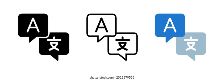 Conjunto de iconos de signo de traducción de idioma. Diccionario. Para App móvil. Aislado en el fondo blanco