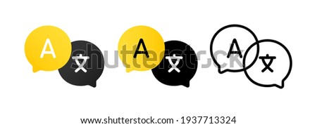 Language translation sign icon set. Dictionary. For mobile app. Vector EPS 10. Isolated on white background